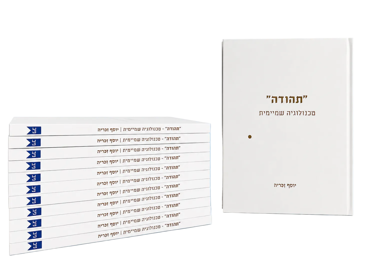 ערימת עותקים של הספר תהודה לצד עותק בודד